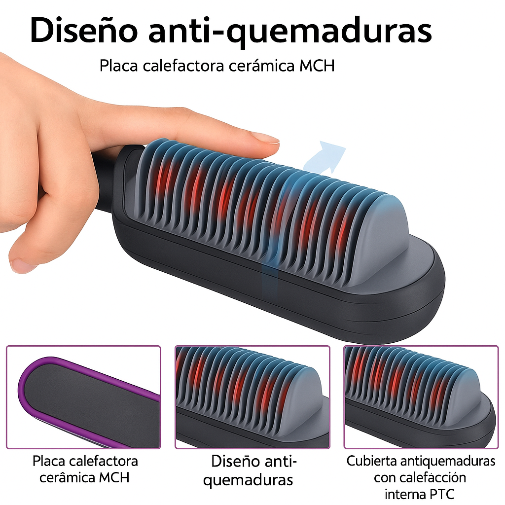 CEPILLO ALISADOR DE PELO - Protección anti‑quemaduras